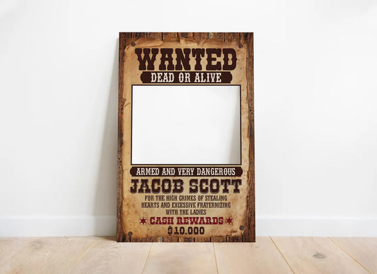Wild West Wanted Poster Photo Booth Frame: Editable Cowboy Party Banner (Digital Download)