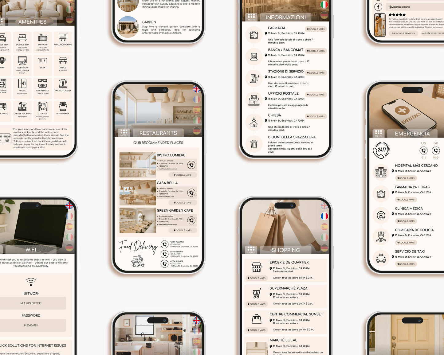 Digital Airbnb welcome book with QR-code demo access, giving guests a smooth, modern and easily browsable rental guide.