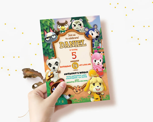 Editable Animal Crossing birthday invitation perfect for modern parents who want a fun, high-quality themed celebration.