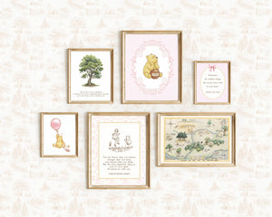 Classic Winnie the Pooh Girl Nursery Prints