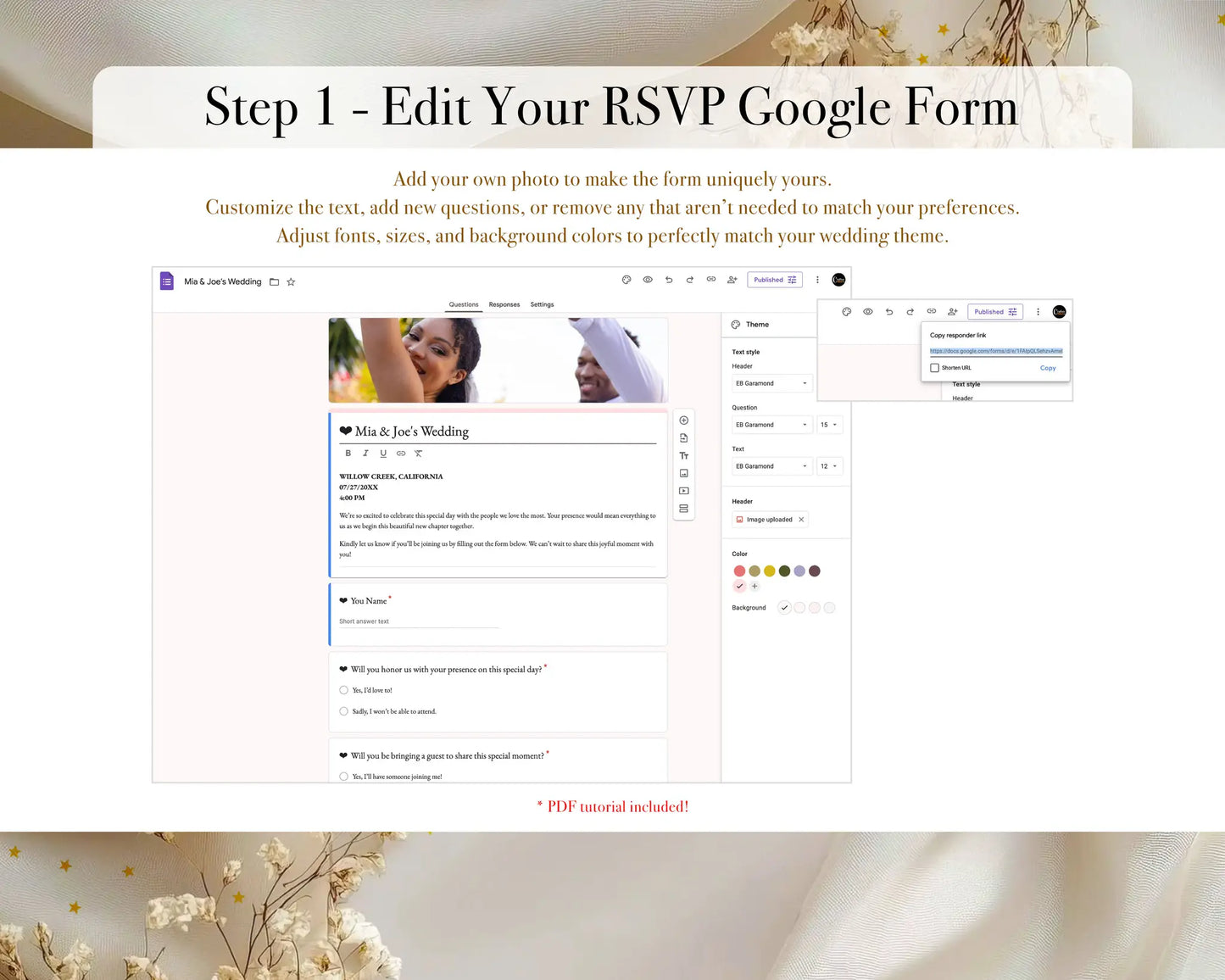 Edit your RSVP Google Form, tutorial image for digital wedding invitation setup.