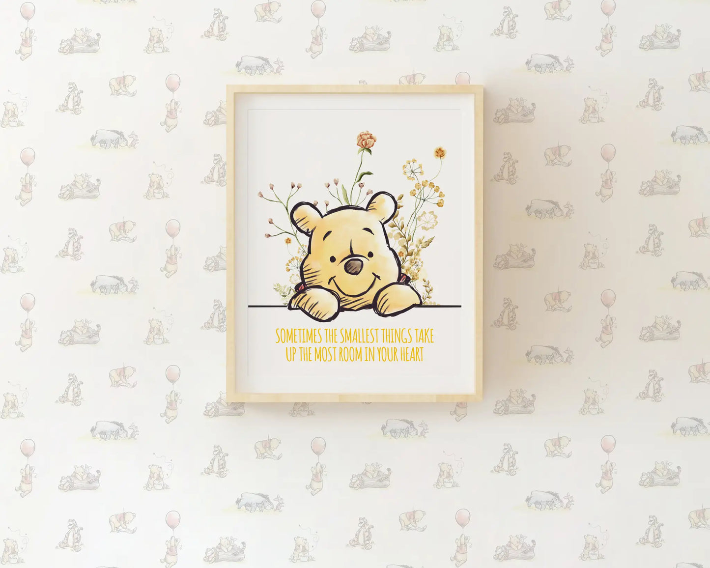 Heartwarming Pooh bear nursery quote print made to add joy, optimism, and classic charm to baby rooms.