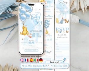 Winnie the Pooh Baby Shower Boy Digital Invitation