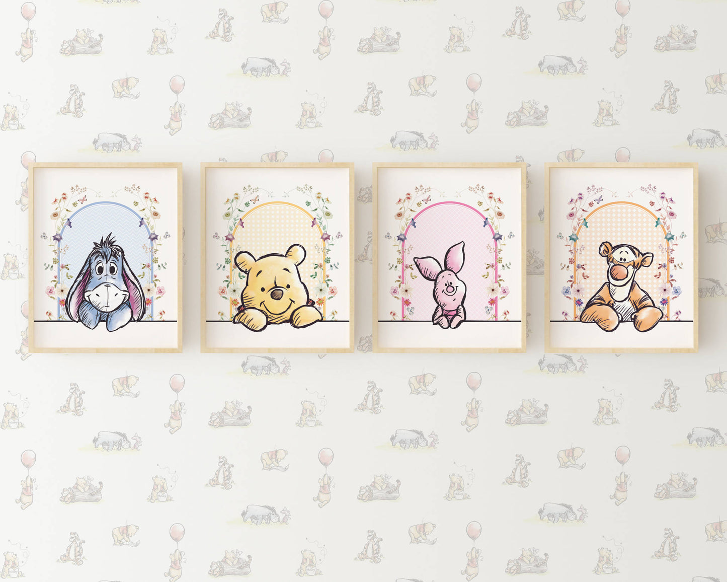 Whimsical Winnie the Pooh wall art collection created to add cozy, timeless charm to children’s spaces.