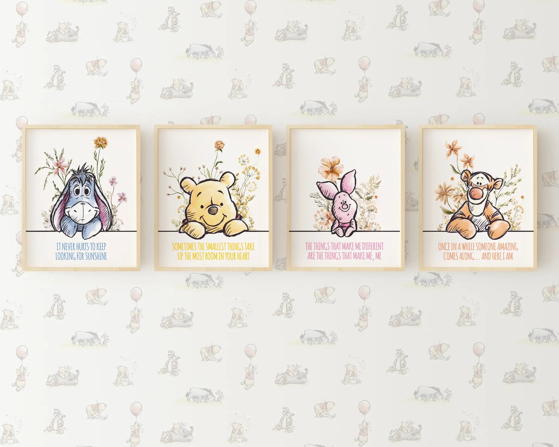 Heartfelt Winnie the Pooh nursery quote print collection created to inspire little ones with gentle, uplifting messages.