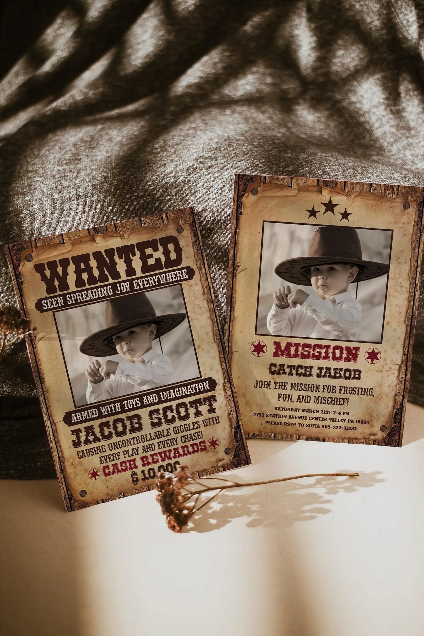 Western Wanted Poster Template: Editable Cowboy Birthday Banner (Digital Download)