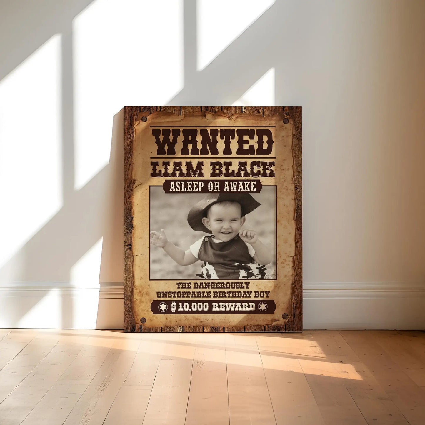 Western Wanted Poster Template: Editable Cowboy Birthday Banner (Digital Download)
