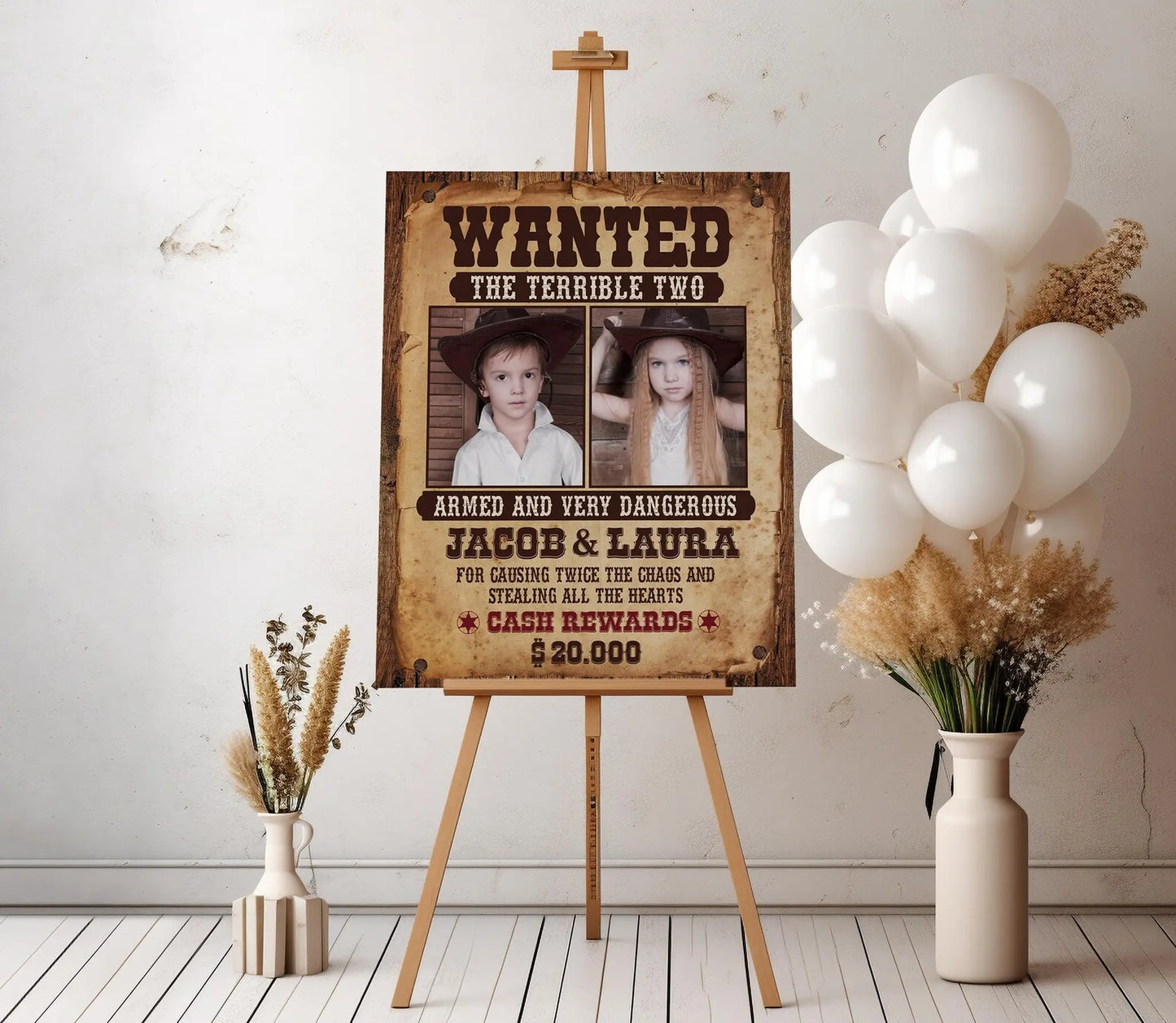 Western Wanted Poster Template: Editable Cowboy Birthday Banner (Digital Download)