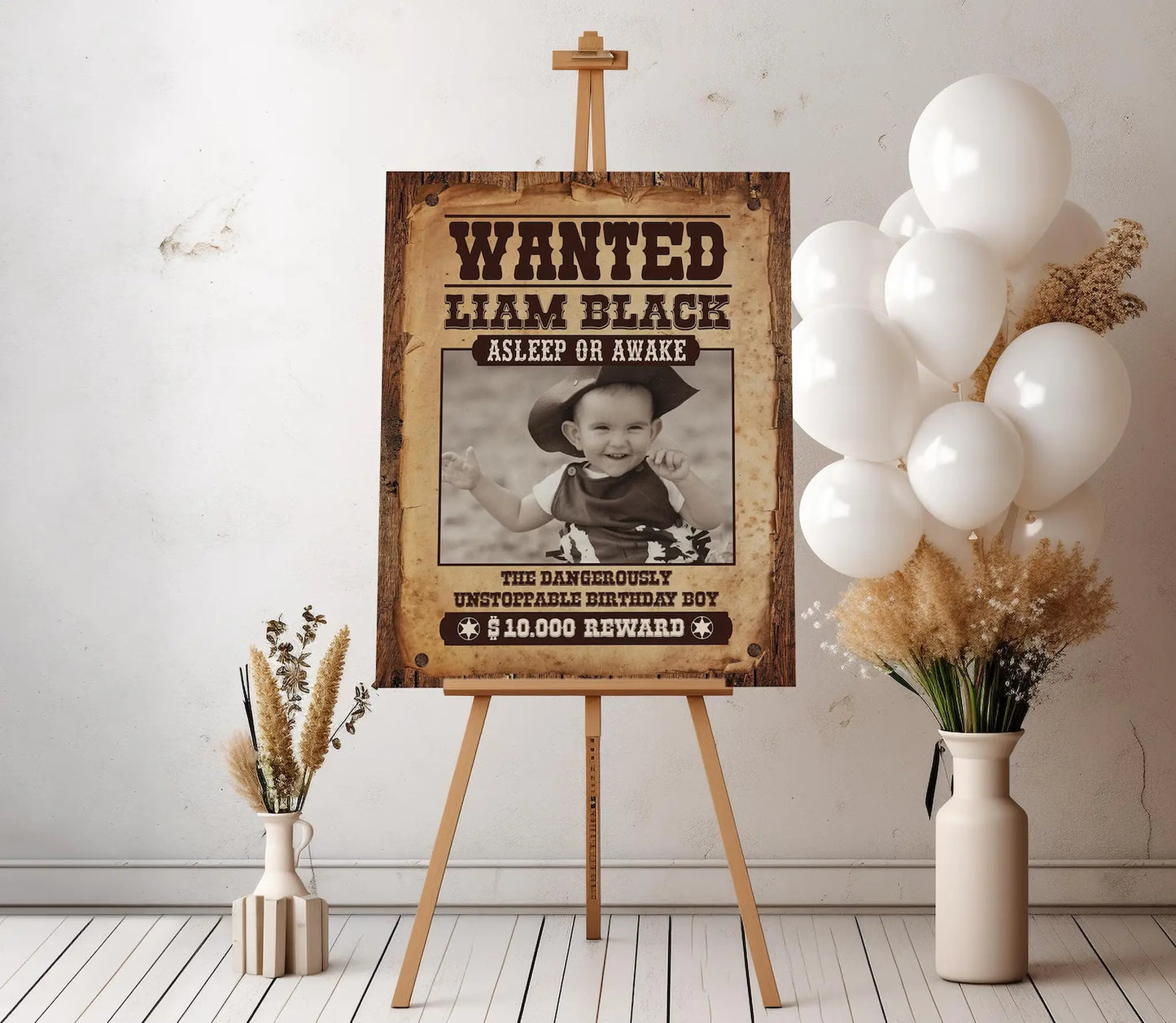Wanted Poster Birthday Invitation: Editable Wild West Cowboy Party Invite (Digital Download)