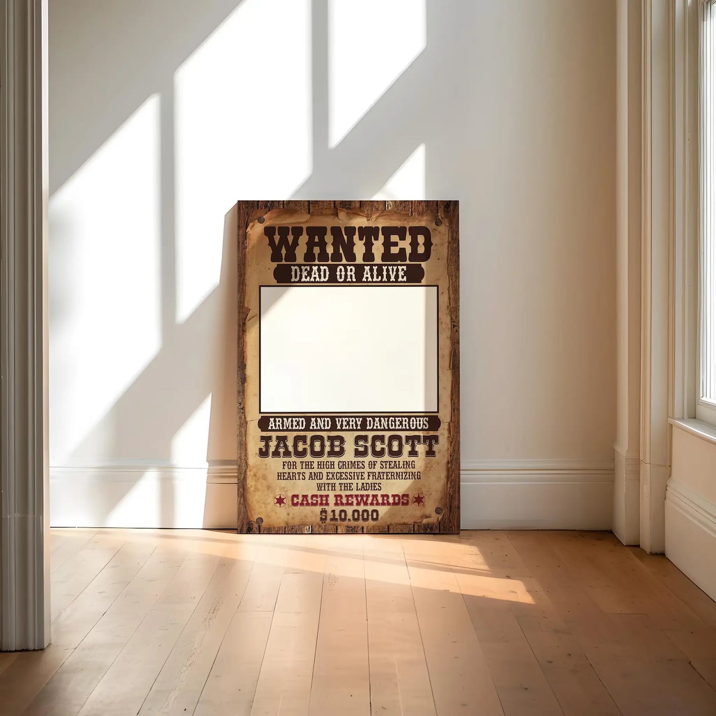 Wild West Wanted Poster Photo Booth Frame: Editable Cowboy Party Banner (Digital Download)