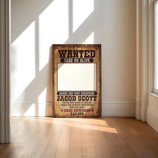 Wild West Wanted Poster Photo Booth Frame: Editable Cowboy Party Banner (Digital Download)