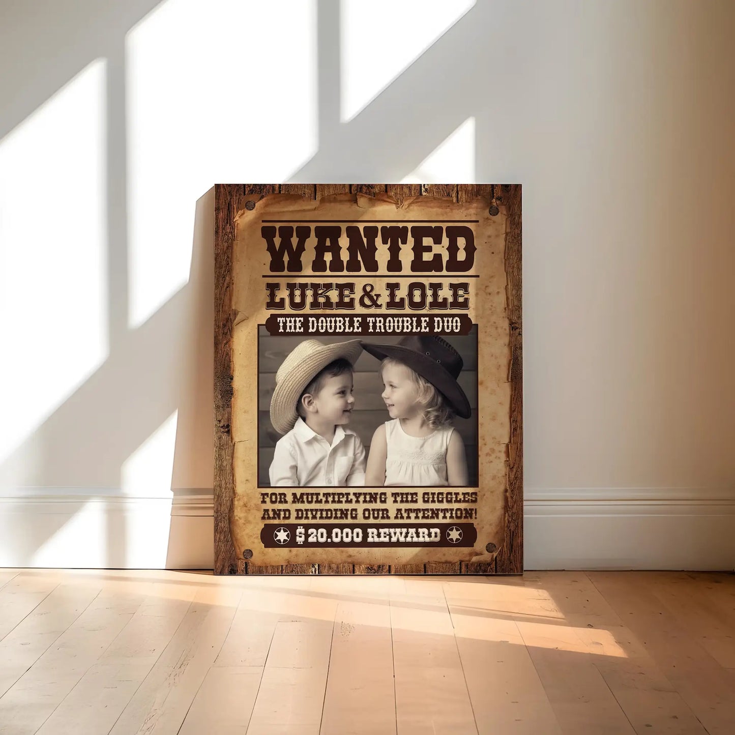 Wild West Wanted Poster Photo Booth Frame: Editable Cowboy Party Banner (Digital Download)