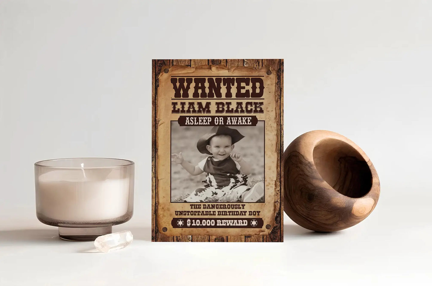 Wild West Wanted Poster Photo Booth Frame: Editable Cowboy Party Banner (Digital Download)