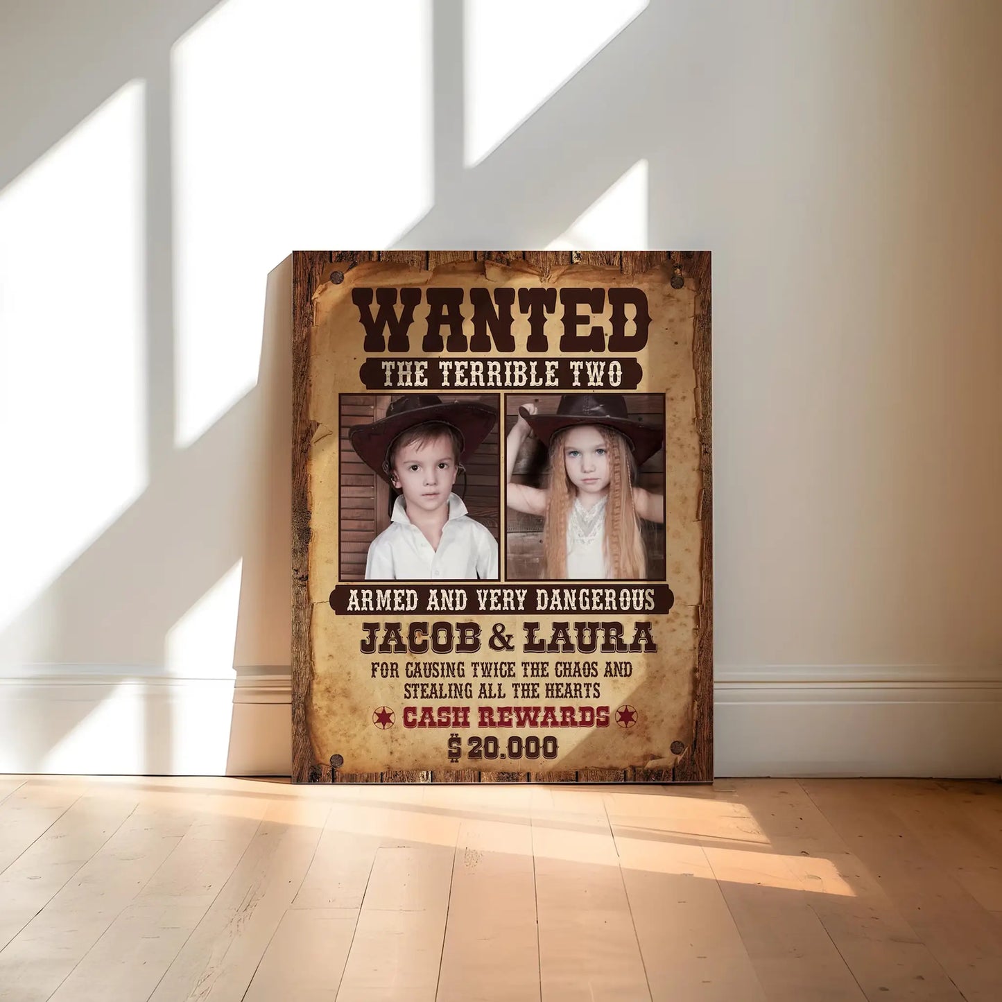 Wild West Wanted Poster Photo Booth Frame: Editable Cowboy Party Banner (Digital Download)